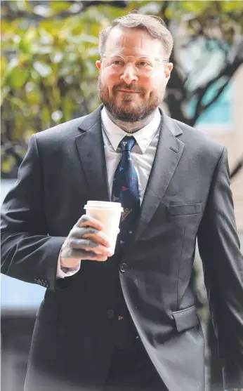  ?? Picture: JOHN GRAINGER ?? Howard Rollins, who has nearly 50,000 followers on Instagram, arrives at court yesterday. He was found not guilty over a botched operation in a tattoo parlour.