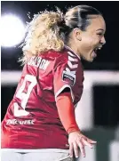  ??  ?? Bristol City’s Ebony Salmon celebrates scoring the equaliser