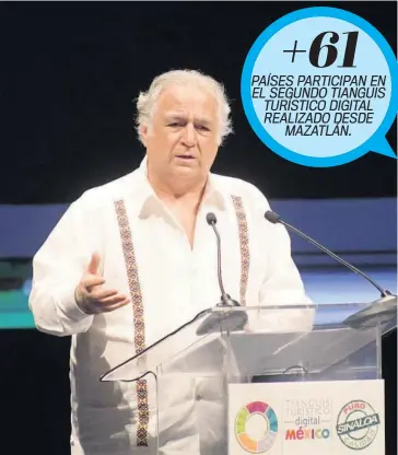  ?? SERGIO PÉREZ ?? > El secretario de Turismo en México, Miguel Torruco Marqués.