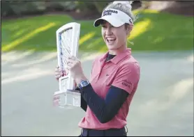  ?? Associated Press ?? Nelly Korda celebrates after winning the LPGA T-Mobile Match Play golf tournament Sunday in North Las Vegas, Nev.