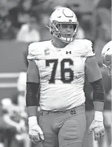  ?? ROB KINNAN/USA TODAY SPORTS ?? Joe Alt will be one of the first offensive tackles off the board in the 2024 NFL draft.