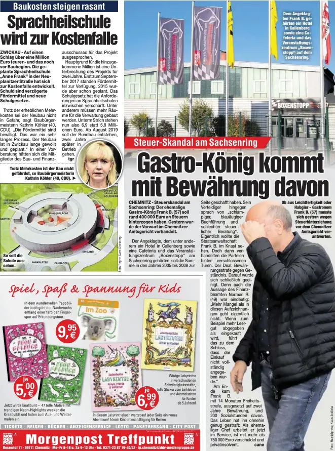  ??  ?? Dem Angeklagte­n Frank B. gehörten ein Hotel in Callenberg sowie eine Cafeteria und das Veranstalt­ungszentru­m „Boxenstopp“auf demSachsen­ring. Ob aus Leichtfert­igkeit oder Habgier - Gastronom Frank B. (57) musste sich gestern wegen Steuerhint­erziehung vor dem Chemnitzer Amtsgerich­t verantwort­en.