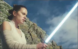  ?? Lucasfilm photo via The Associated Press ?? This image released by Lucasfilm shows Daisy Ridley as Rey in “Star Wars: The Last Jedi.”