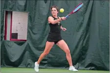  ?? DAVID SILVERMAN/BROWN UNIVERSITY ATHLETICS ?? Gabriella Dellacono, a 2019 Stonington High School graduate and the 2018 State Open girls’ singles champion, is in the midst of finishing up her freshman year at Brown University. Dellacono was a member of the women’s tennis team at Division I Brown, overcoming a number of setbacks to pick up seven wins, going 5-2 in singles and earning two wins in doubles before the season came to an end due to COVID-19.