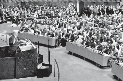  ?? BRENDAN MC DERMID/REUTERS ?? El presidente estadunide­nse en su primera intervenci­ón ante la Asamblea General.