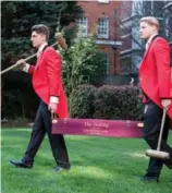  ?? THE GORING ?? The Goring footmen, dressed in flawless red coattails, carry a croquet set onto a perfectly manicured lawn.