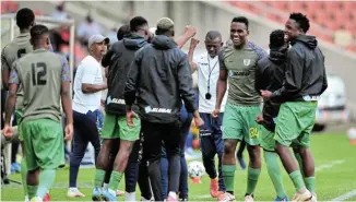  ?? Picture: PHILIP MAETA/GALLO IMAGES ?? WELL DONE: Baroka FC celebrate during the DStv Premiershi­p match against SuperSport United at the Peter Mokaba Stadium on Saturday