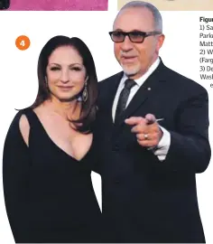  ??  ?? 4 Figuras.1) Sarah Jessica Parker y su esposo Matthew Broderick. 2) William H. Macy (Fargo) y Felicity. 3) Denzel Washington y su esposa Pauletta. 4) Gloria y Emilio Estefan. 5) El empresario Tommy Mottola y la cantante Thalía.