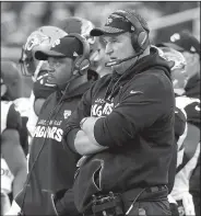  ?? AP/TONY AVELAR ?? Jaguars Coach Doug Marrone watches during the second half Dec. 24 against the 49ers in Santa Clara, Calif.