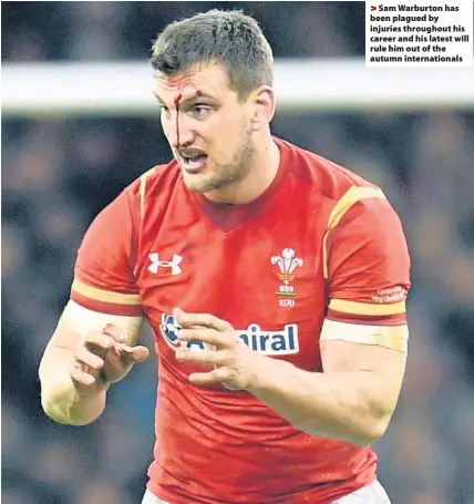  ??  ?? > Sam Warburton has been plagued by injuries throughout his career and his latest will rule him out of the autumn internatio­nals