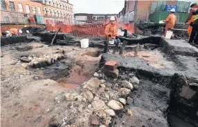  ??  ?? Old stonework has also been dug up by the team