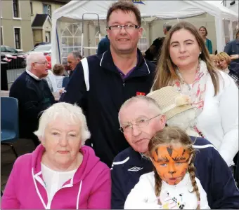  ??  ?? Pictured at the Belaghy Summer Festival were Curry natives (back John Barker and Caroline Durcan; (front) Maura and PJ Durcan with their grandchild Kayley Barker.