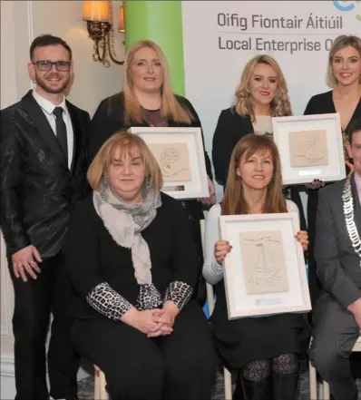  ??  ?? County Finalists of Ireland’s Best Young Entreprene­ur (IBYE) competitio­n pictured with Louth County Council Chairman, Cllr. Colm Markey, Louth Head of Enterprise Thomas McEvoy and Louth County Council Chief Executive Joan Martin.