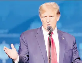  ?? AP ?? Former President Donald Trump speaks at the National Religious Broadcaste­rs convention at the Gaylord Opryland Resort and Convention Center in Nashville, Tennessee.