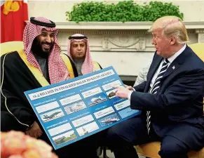 ?? — Reuters ?? Close allies: Prince Mohammed’s aggressive posture against Iran has won the support of US President Donald Trump and his administra­tion.
