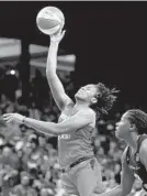  ?? WILL NEWTON/GETTY ?? The Mystics’ Ariel Atkins hit three 3-pointers in Washington’s victory over the Sun in the first game of the WNBA Finals.