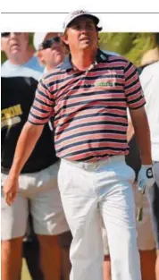  ??  ?? Top of the pile: Jason Dufner watching his shot at the 18th hole during the Byron Nelson Championsh­ip second round on Friday. – AFP