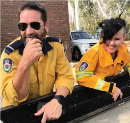  ??  ?? Alex Newcombe and his wife Kate have been tackling blazes near the town of Blackheath in the Blue Mountains, where they now live