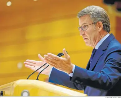  ?? JUANJO MARTÍN / EFE ?? Alberto Núñez Feijóo, durante su intervenci­ón el martes en el pleno del Senado.