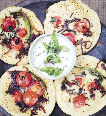  ?? DAVID LOFTUS ?? “It’s a fun thing to make because it feels like a variation on a pancake,” Meera Sodha, author of Fresh India: 130 Quick, Easy and Delicious Recipes for Every Day, says of her uttapams.