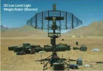  ??  ?? 2D Low Level Light Weight Radar (Bharani)