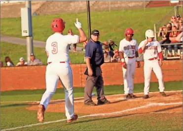  ?? Contribute­d by Gail Conner ?? Dalton Bowman was a hero for the final game of the season between Cedartown and Rockmart after he hit a grand slam to clear the bases for the Bulldogs in the bottom of the sixth inning.