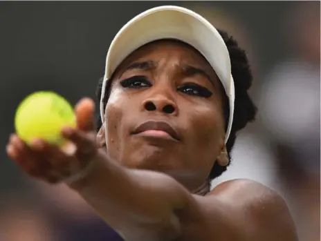  ?? GLYN KIRK AFP/GETTY IMAGES ?? Venus Williams, trying to reach her first Wimbledon final in eight years, beat Latvia’s Jelena Ostapenko in straight sets in Tuesday’s quarter-finals.