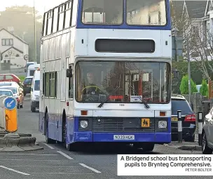  ?? PETER BOLTER ?? A Bridgend school bus transporti­ng pupils to Brynteg Comprehens­ive.