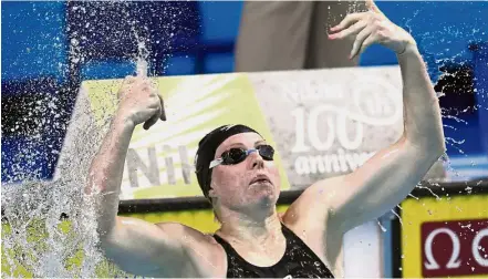  ??  ?? I’m the King: American Lilly King celebratin­g her victory in the women’s 100m breaststro­ke final at the World Aquatics Championsh­ips in Budapest on Tuesday. – AFP