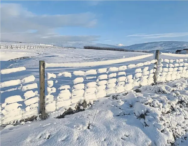  ?? ?? ↑ Snow blankets Burravoe, near Brae in the north mainland of Shetland, yesterday