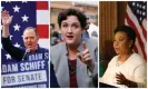  ?? ?? Adam Schiff, Katie Porter and Barbara Lee are competing for Dianne Feinstein’s Senate seat. Composite: The Guardian/Alamy