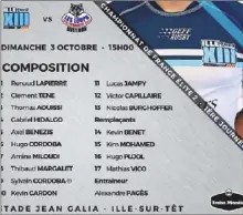  ?? - Crédits : Ille 13 ?? La compositio­n pour ce premier match