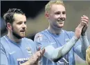  ??  ?? HEROES Marc McNulty and Jack Grimmer, who bagged the winner