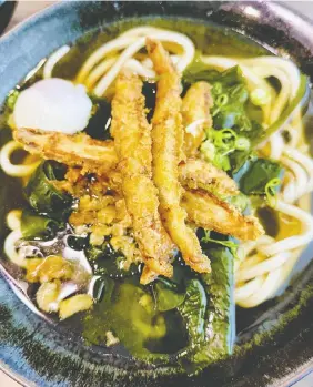  ?? MIA STAINSBY ?? Motonobu features around 20 hot and cold udon dishes.