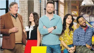 ?? CLIFF LIPSON/CBS ?? The cast of The Great Indoors: Stephen Fry, from left, Susannah Fielding, Joel McHale, Christine Ko and Shaun Brown.