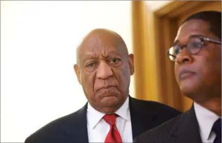  ?? MARK MAKELA — POOL PHOTO VIA AP ?? Actor and comedian Bill Cosby reacts while being notified a verdict was in his sexual assault retrial, Thursday, April, 26, at the Montgomery County Courthouse in Norristown, Pa. A jury convicted the “Cosby Show” star of three counts of aggravated...