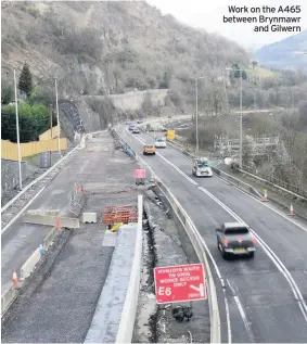  ??  ?? Work on the A465 between Brynmawr and Gilwern