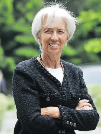  ?? DON MACKINNON/AFP/GETTY IMAGES ?? Internatio­nal Monetary Fund head Christine Lagarde is seen as a powerful force who upended economic orthodoxy by highlighti­ng gender gaps, income inequality, and climate change.