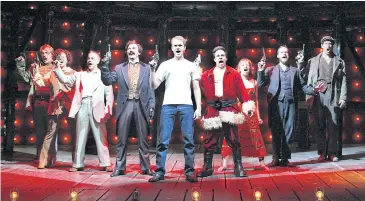  ??  ?? Neil Patrick Harris, centre, in Assassins, at Studio 54 in New York, in 2004. Why did it take so long for Stephen Sondheim to be unambivale­ntly embraced? Maybe because ambivalenc­e is what he’s embraced most of all.