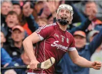  ??  ?? Joe Canning turns away in delight after hitting the winning point for Galway against Tipperary