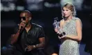  ??  ?? ‘Imma let you finish but Beyoncé had one of the best videos of all time’ ... Kanye West takes the microphone from Taylor Swift at the 2009 MTV Video Music awards. Photograph: Kevin Mazur/WireImage