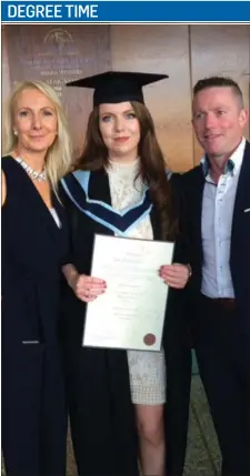  ??  ?? Shannen McConnoran who obtained an honours degree in social science from DIT, pictured with parents Eileen and Dermot. Christmas in the churches