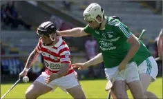  ??  ?? Ryan Nolan (Ferns) battles for the ball with Gorey’s Eoin Molloy.