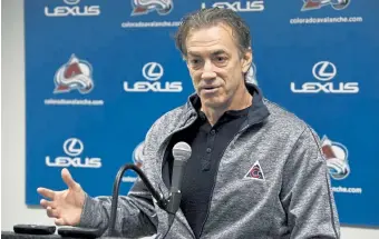  ?? Andy Cross, The Denver Post ?? Avalanche general manager Joe Sakic has set up Colorado with enough depth that they have weathered injuries all season. They are facing more in the playoffs.