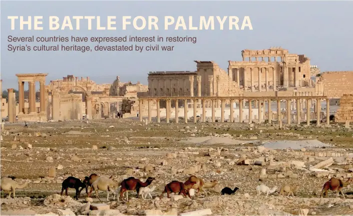  ?? (Photos: Wikimedia Commons) ?? ARCHEOLOGY, PROPAGANDA and politics intersect: View of Palmyra with the Temple of Bel, April 2010.