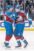  ?? USA TODAY SPORTS ?? Avalanche defenceman Devon Toews, right, celebrates with teammate Samuel Girard.