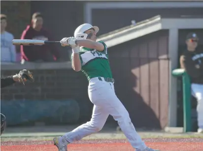  ?? MIKE MANTUCCA/DAILY SOUTHTOWN ?? Providence’s Gavin Gomez connects for a grand slam against Joliet Catholic on Friday.