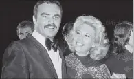  ?? PICTURES: REX/SHUTTERSTO­CK/AP PHOTO ?? Burt Reynolds and Farrah Fawcett pictured in 1981’s The Cannonball Run, main image. Reynolds with Dinah Shore in 1971, above. The star has died aged 82. ROAD TO STARDOM: