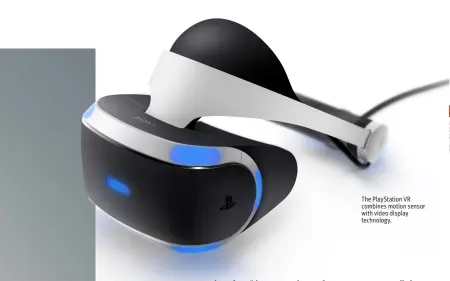  ??  ?? The PlayStatio­n VR combines motion sensor with video display technology.