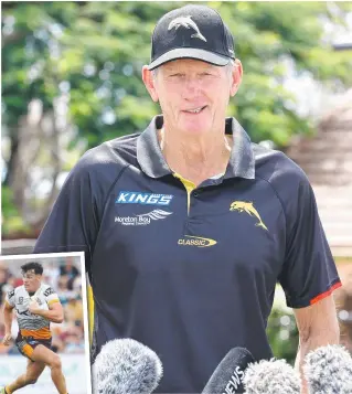  ?? ?? Wayne Bennett has copped a stinging attack from former NRL CEO David Moffett as his Dolphins try to entice Herbie Farnworth to the Redcliffe club. Pictures: Steve Pohlner, Getty